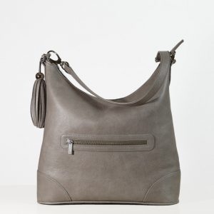 Grey hobo bag with tassel | Custom-Made Leather Handbags