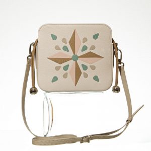 Leather marquetry on small shoulder bag | Custom-Made Leather Handbags