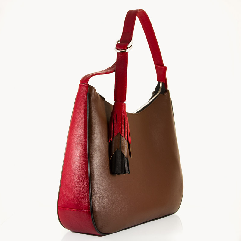 Three toned hobo bag with tassel | Custom Leather Bags