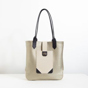 Leather tote bag in gold leather