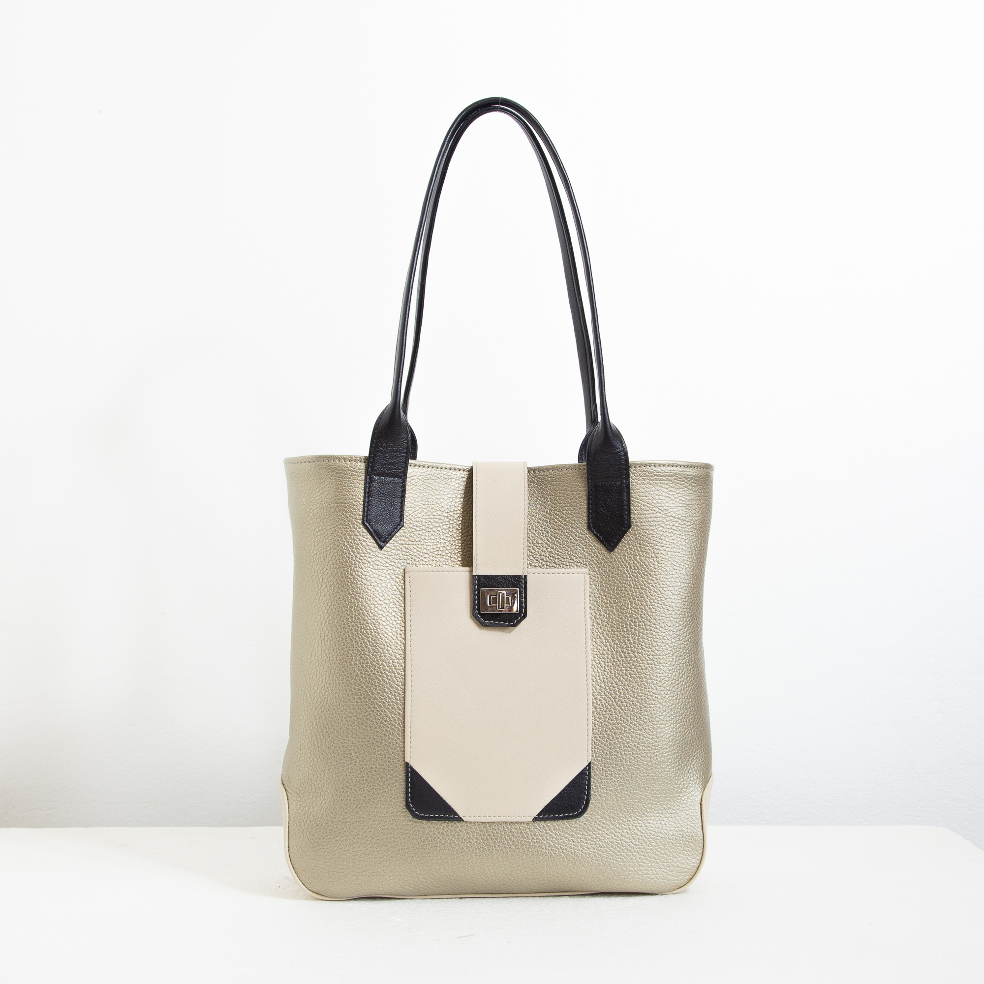 Gold leather tote bag 